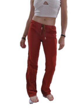 Vintage Y2K Wet Seal Red Knit Low Rise Flare Pants Beaded Drawstring XS